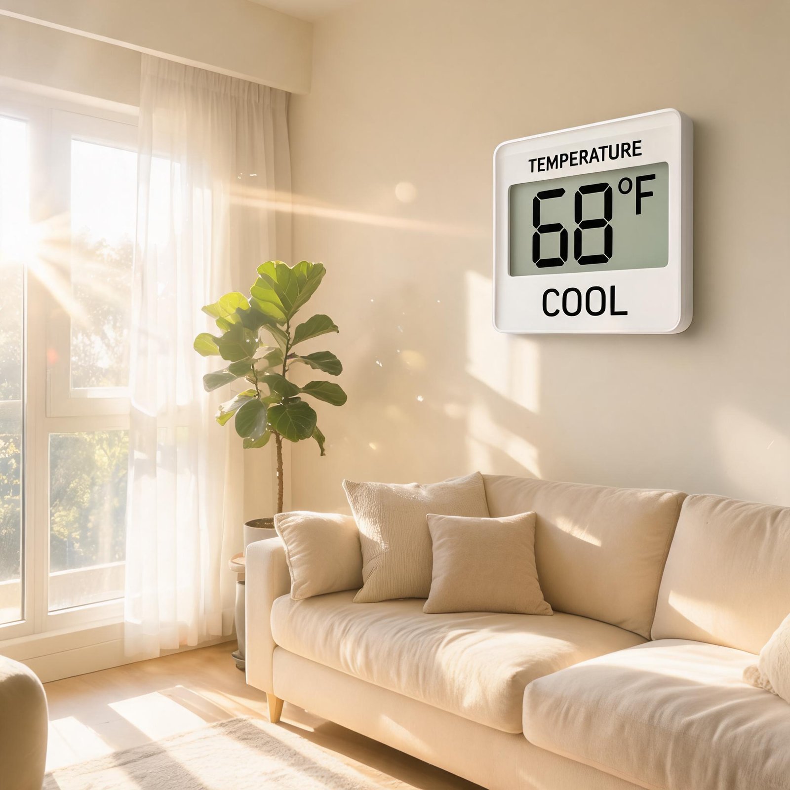 Superwindowhouse Energy efficient windows for hot climatebright-sunlit-living-room-with-cool-temperature-thermometer-display