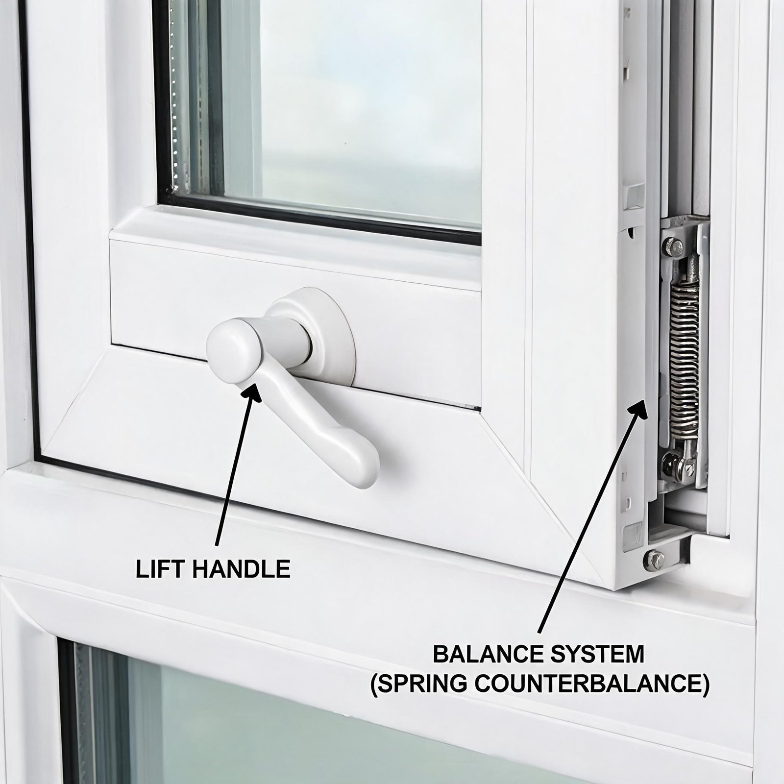 close-up-lift-handle-and-balance-system-on-vinyl-single-hung-window