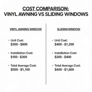 Superwindowhouse Best Applications for Vinyl Awning Windows: Kitchens, Bathrooms & Basementscost-comparison-chart-vinyl-awning-vs-sliding-windows