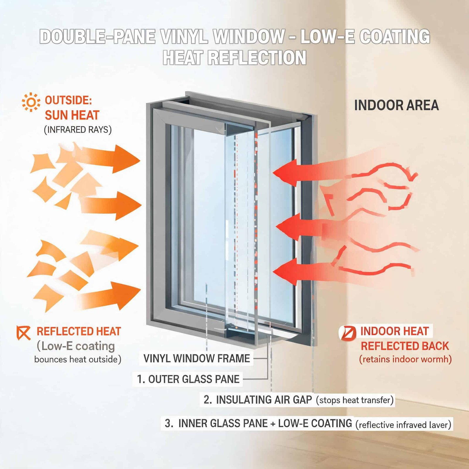 double-pane-vinyl-window-low-e-coating-heat-reflection-diagramfrom door&window factory