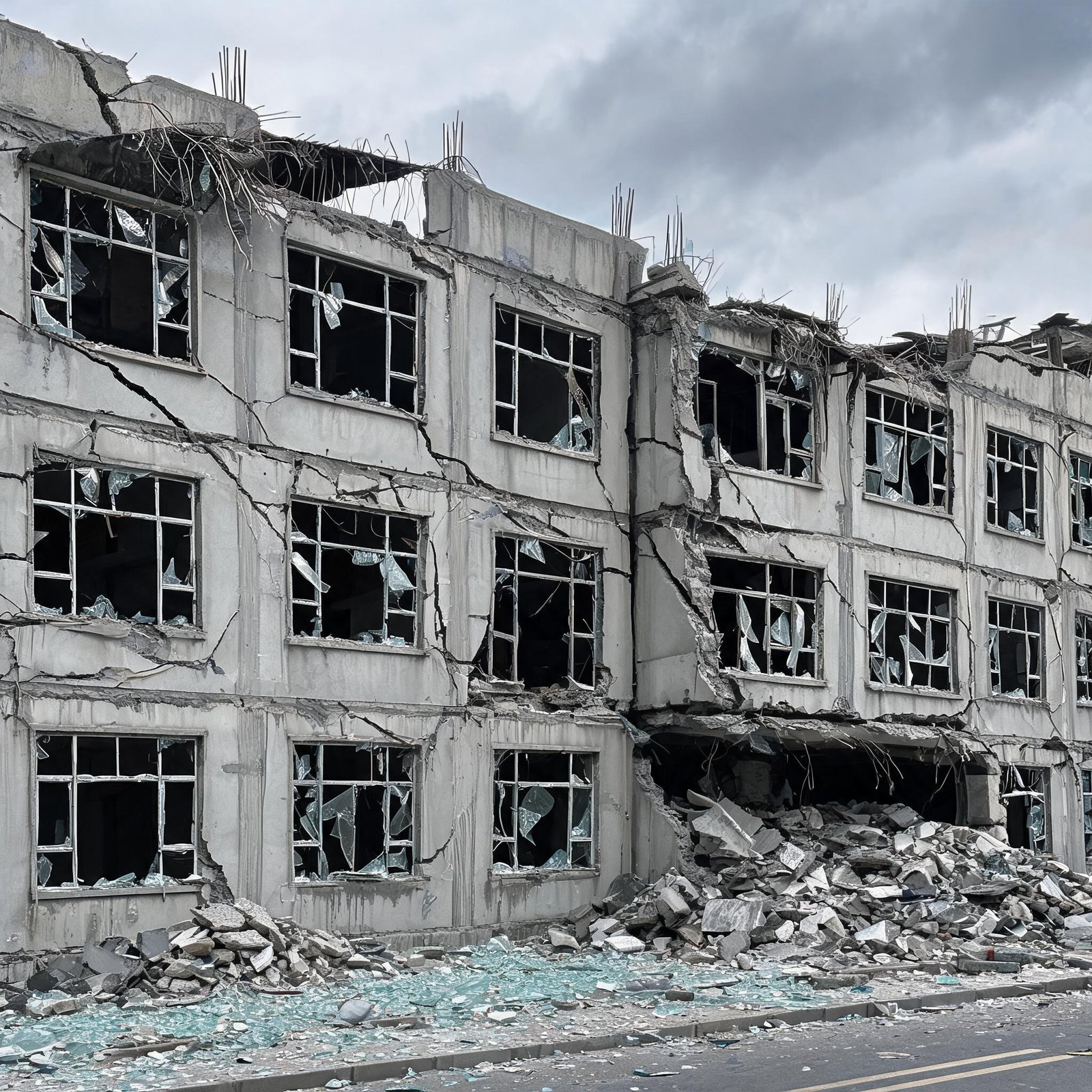 earthquake-damaged-building-with-shattered-windows