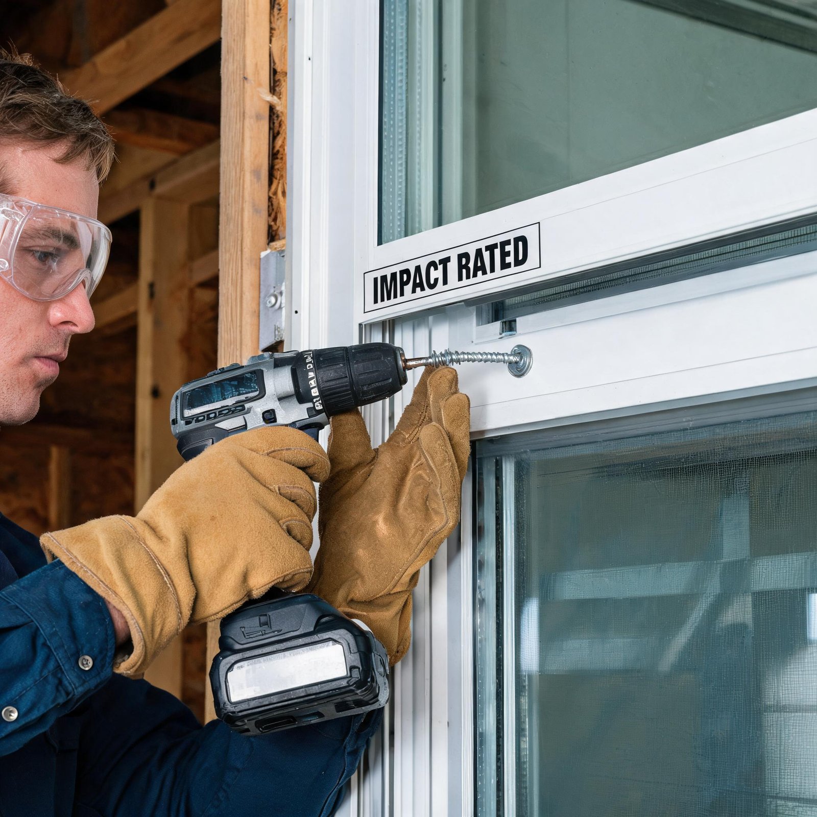 Superwindowhouse tornado warninginstaller-securing-impact-rated-window-with-stainless-steel-screws