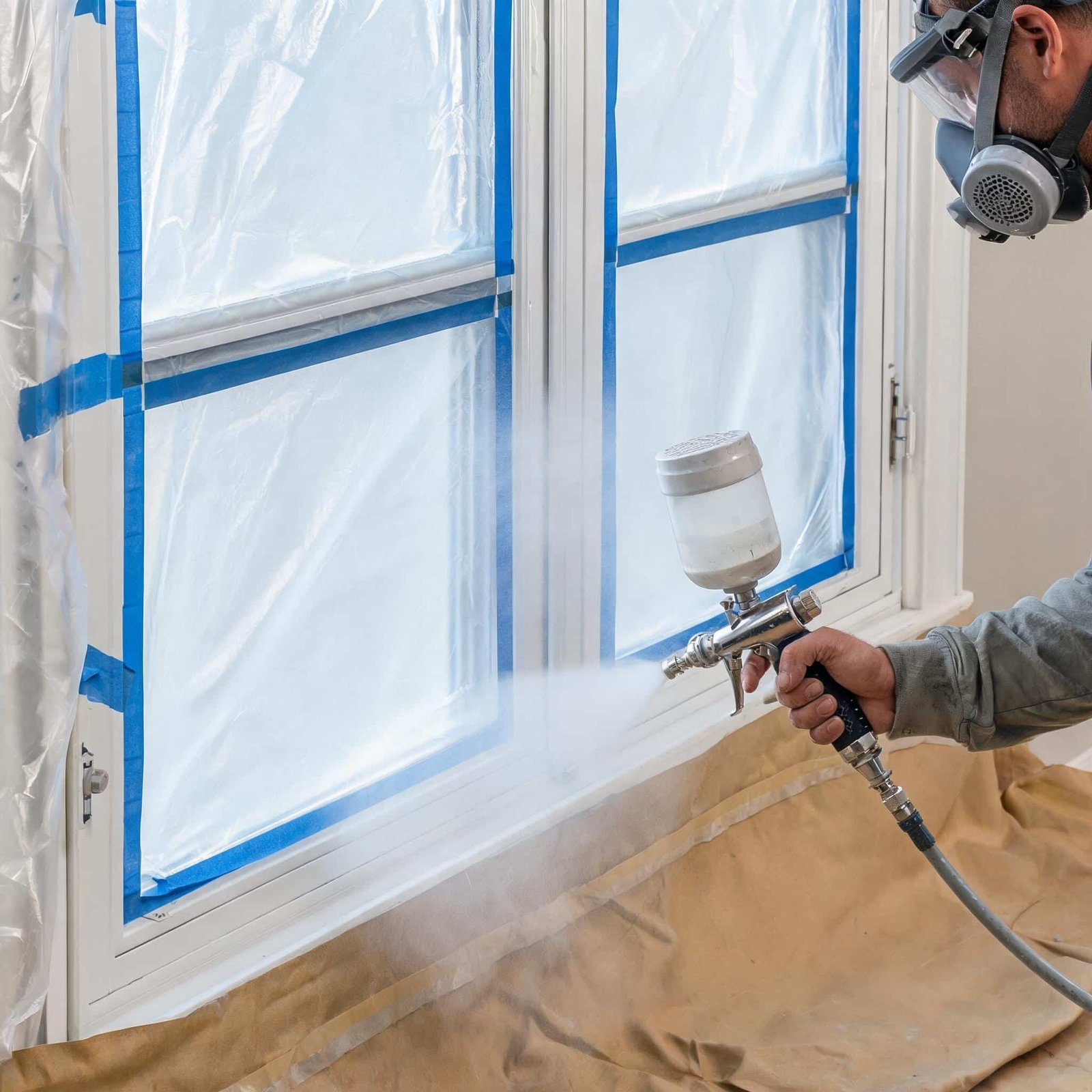 properly-masked-vinyl-window-being-spray-painted-with-a-low-pressure-hvlp-gunfrom door&window factory