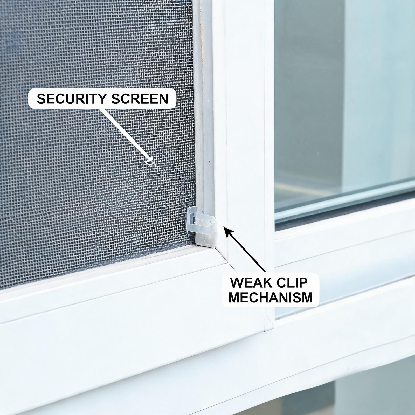 standard-casement-window-security-screen-showing-weak-clip-mechanism