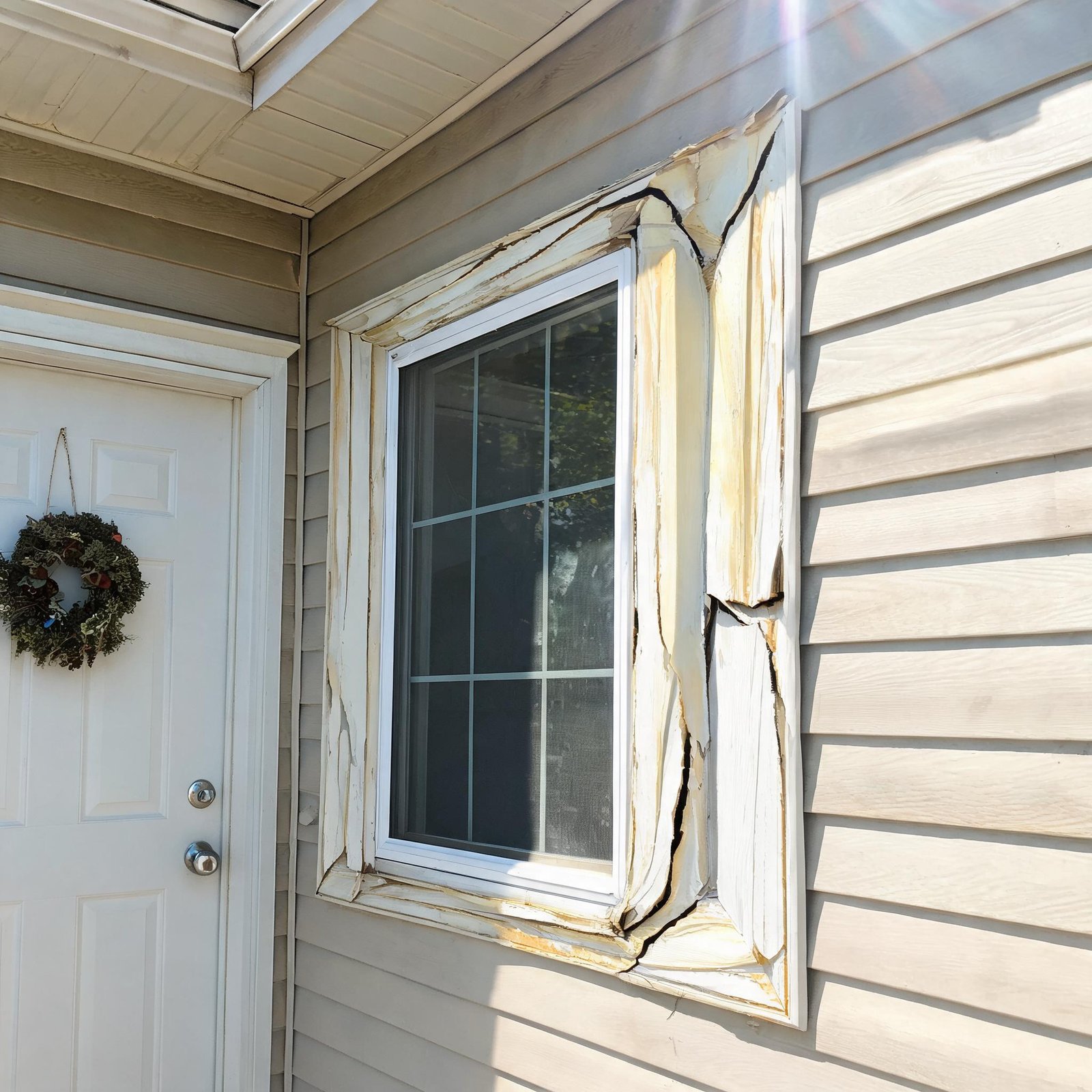 sun-warped-plastic-window-trim-cracking-near-front-door