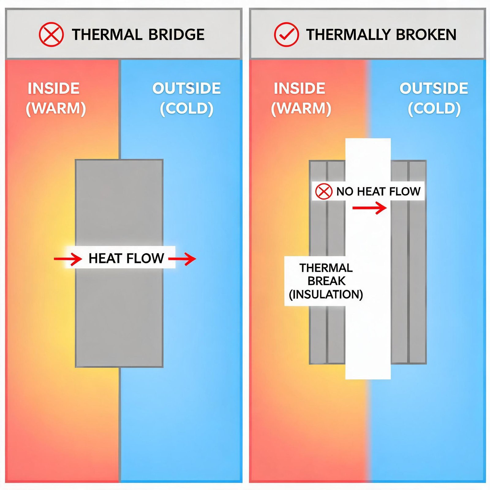 thermal-bridge-vs-thermally-broken-window-frame-cross-section