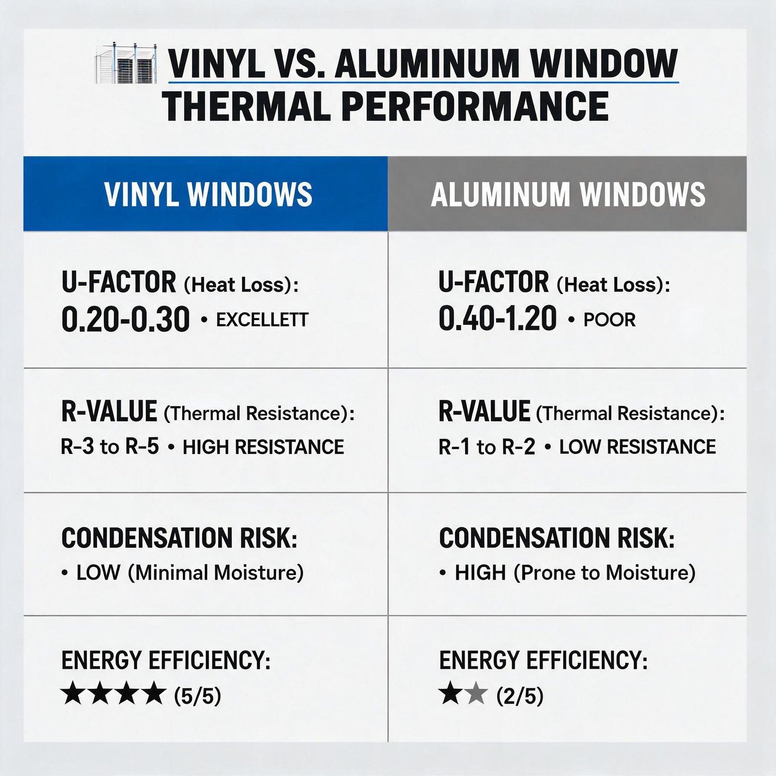 Superwindowhouse Are Vinyl Casement Windows Energy Efficient? (Ratings Explained)vinyl-vs-aluminum-window-thermal-performance-comparison-chart