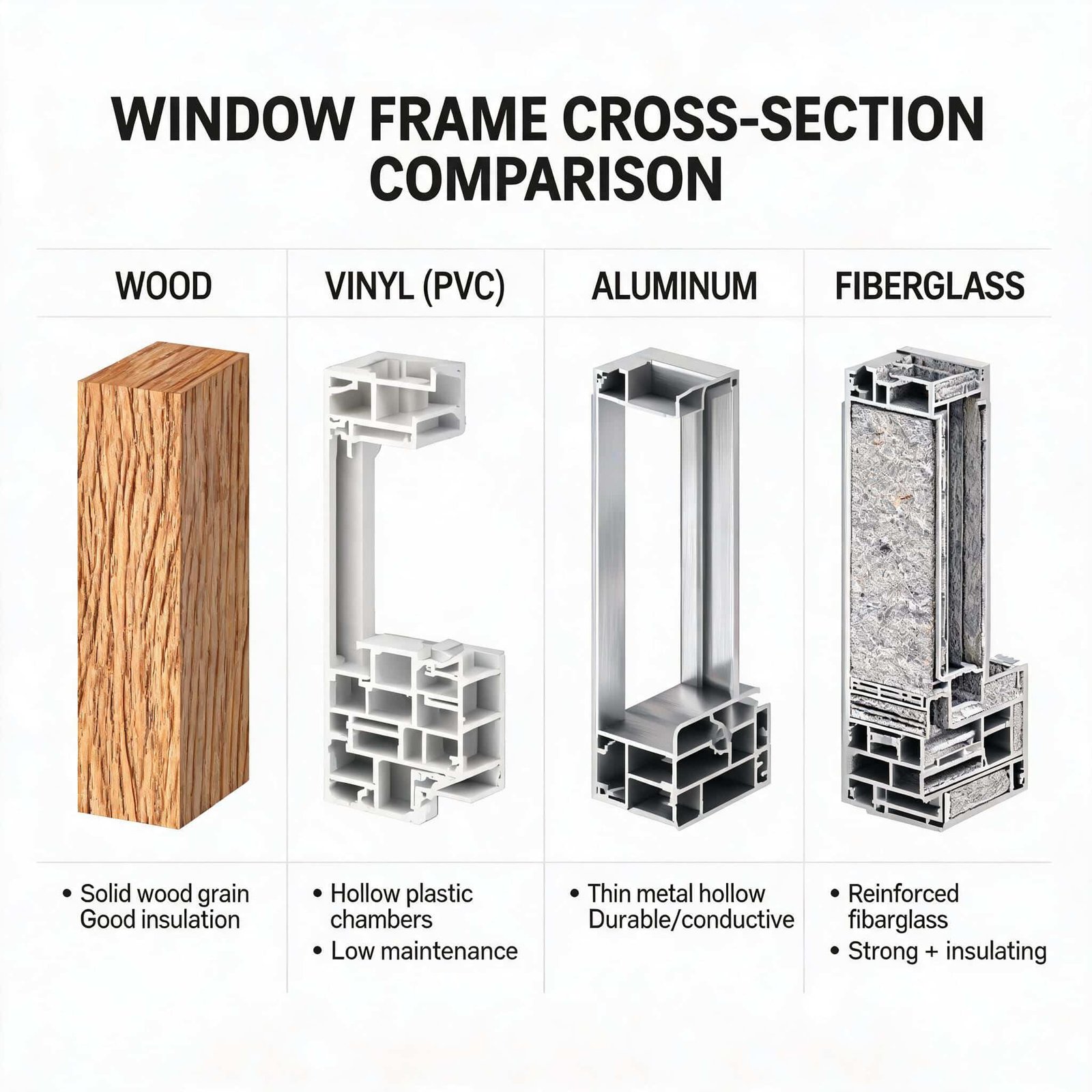 window-frame-material-cross-section-comparisonfrom door&window factory